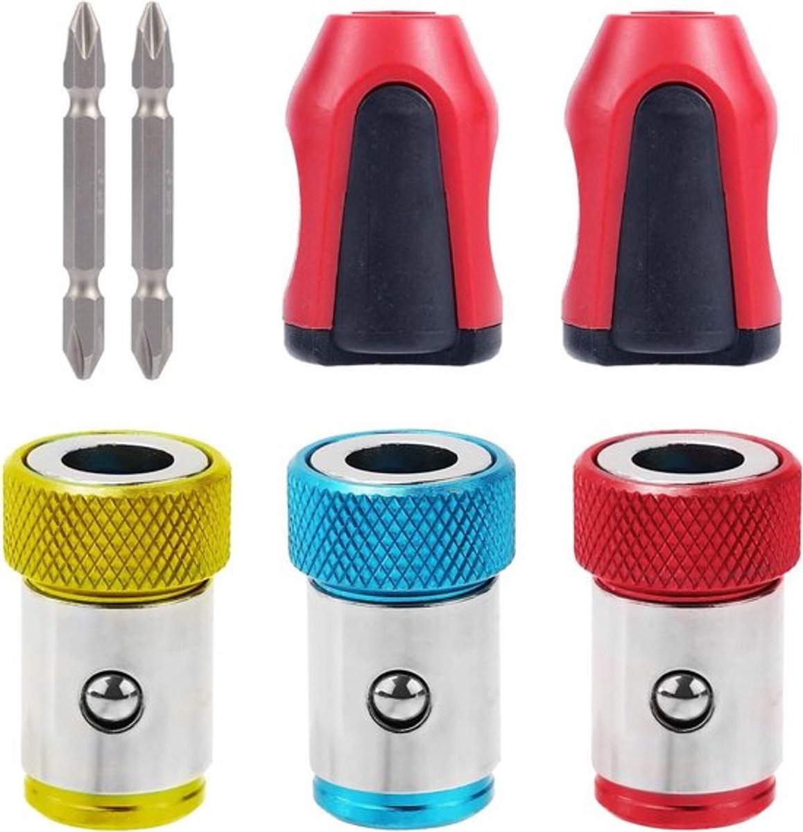 Magnetische Schroefringhouders Set voor 6,35 mm Zeskantschroevendraaiers - 7 Stuks