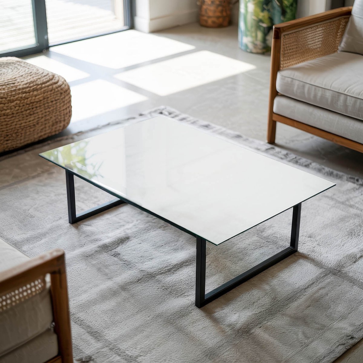 Coloray Tafelblad - Glazen Blad - 100x70 cm - Wit - Rechthoek Glazen Tafelblad - Tuintafel