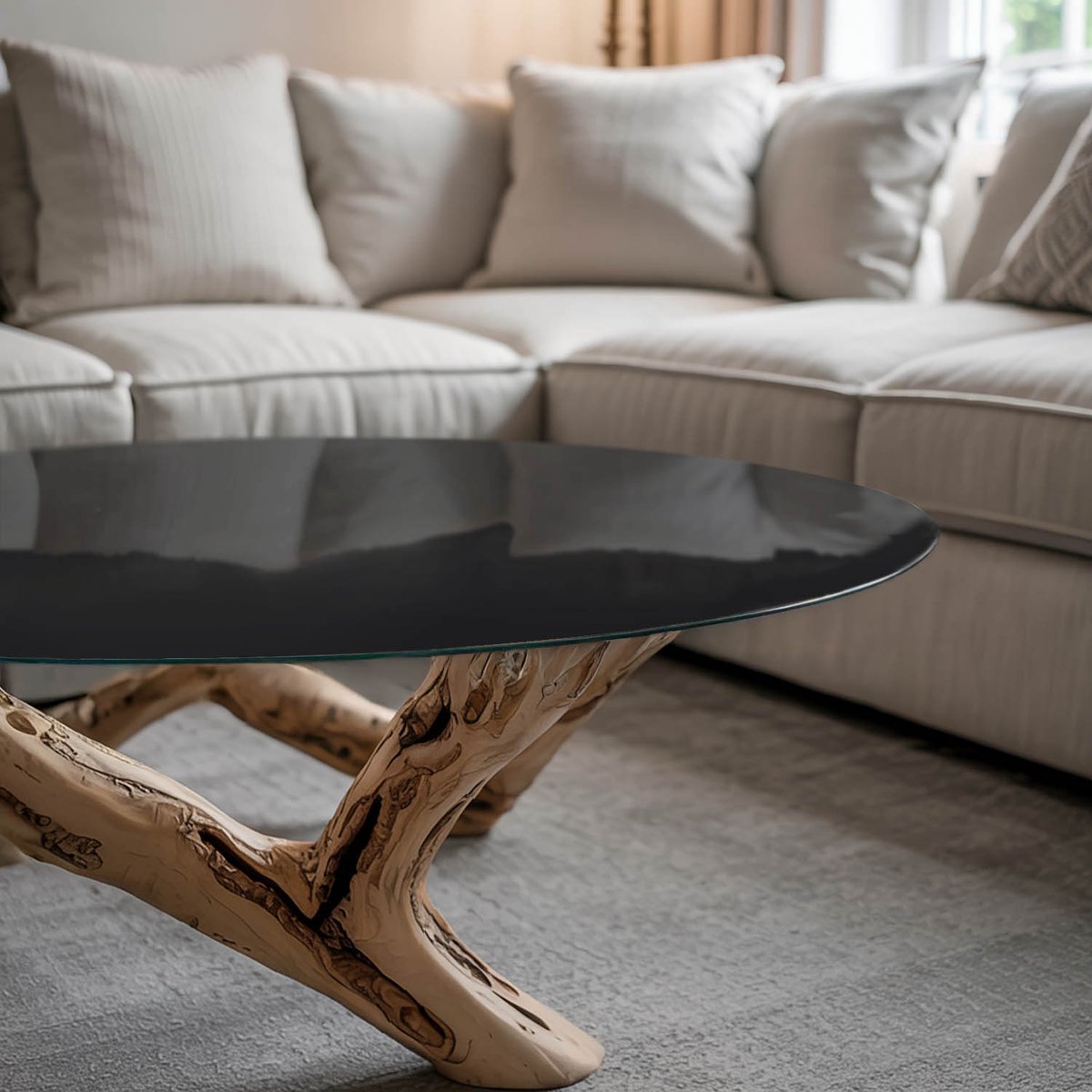 Coloray Tafelblad - Tafelblad Vierkant - 60 cm - Zwart - Rond Glazen Tafelblad - Gehard Gl