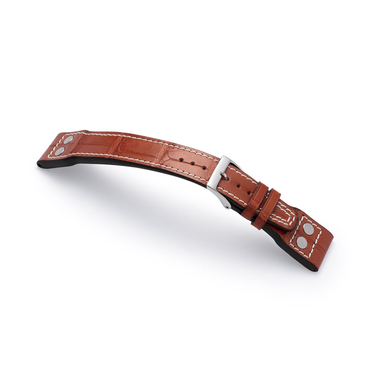 Horlogeband alligator 22-18 mm cognac M