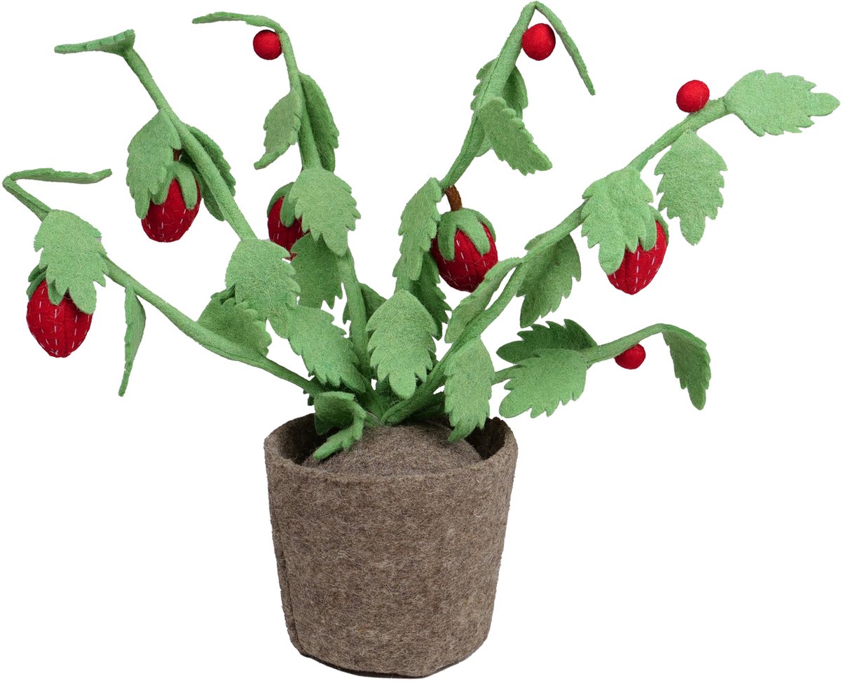 KidsDepot Plant Strawberry Vilt - Sierplant - Kunstplant - Kinderkamer of woonkamer