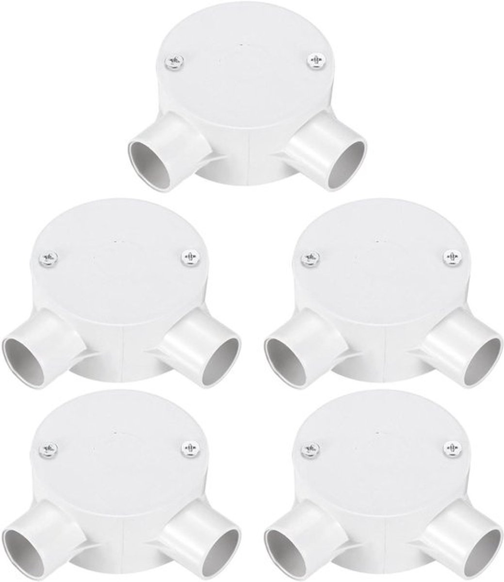 PVC-kanaalbox Aansluitdoos 90° 2-weg 20mm met Afdekking - Set van 5 Stuks - Voor Thuisgebruik Elektrische Leidingen Elektronische Projekten