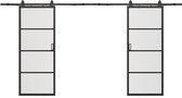 Vente-unique Porte coulissante double avec fixation murale - aluminium et verre trempé transparent - 2 x H205 x L63 cm - SINCA II L 63 cm x H 205 cm x P 4 cm