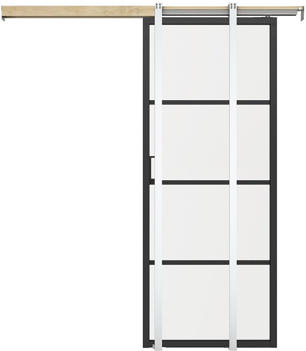 Vente-unique Schuifdeur met klamplaagsysteem - aluminium en gehard matglas - H205 x L83 cm - SINCA II