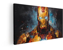 Artaza Canvas Schilderij Superheld Iron Man - 60x30 cm - Wanddecoratie Marvel - Muurdecoratie Portret - Avengers Schilderijen Op Canvas
