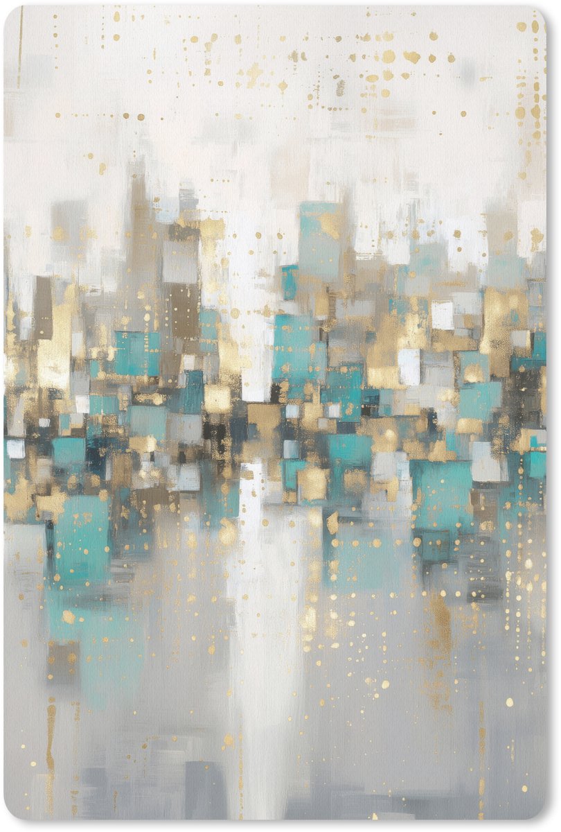 Muismat 18x27 cm - Mousepad Abstract - Blokken - Goud - Skyline - Muismatten