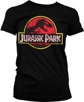 Jurassic Park Dames Tshirt -L- Distressed Logo Zwart