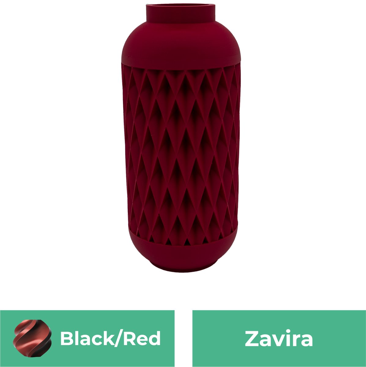 Lovora Zavira moderne vaas – Decoratieve vaas - Zwart / Rood - 3d geprinte vaas – geschikt voor droogbloemen - 20CM