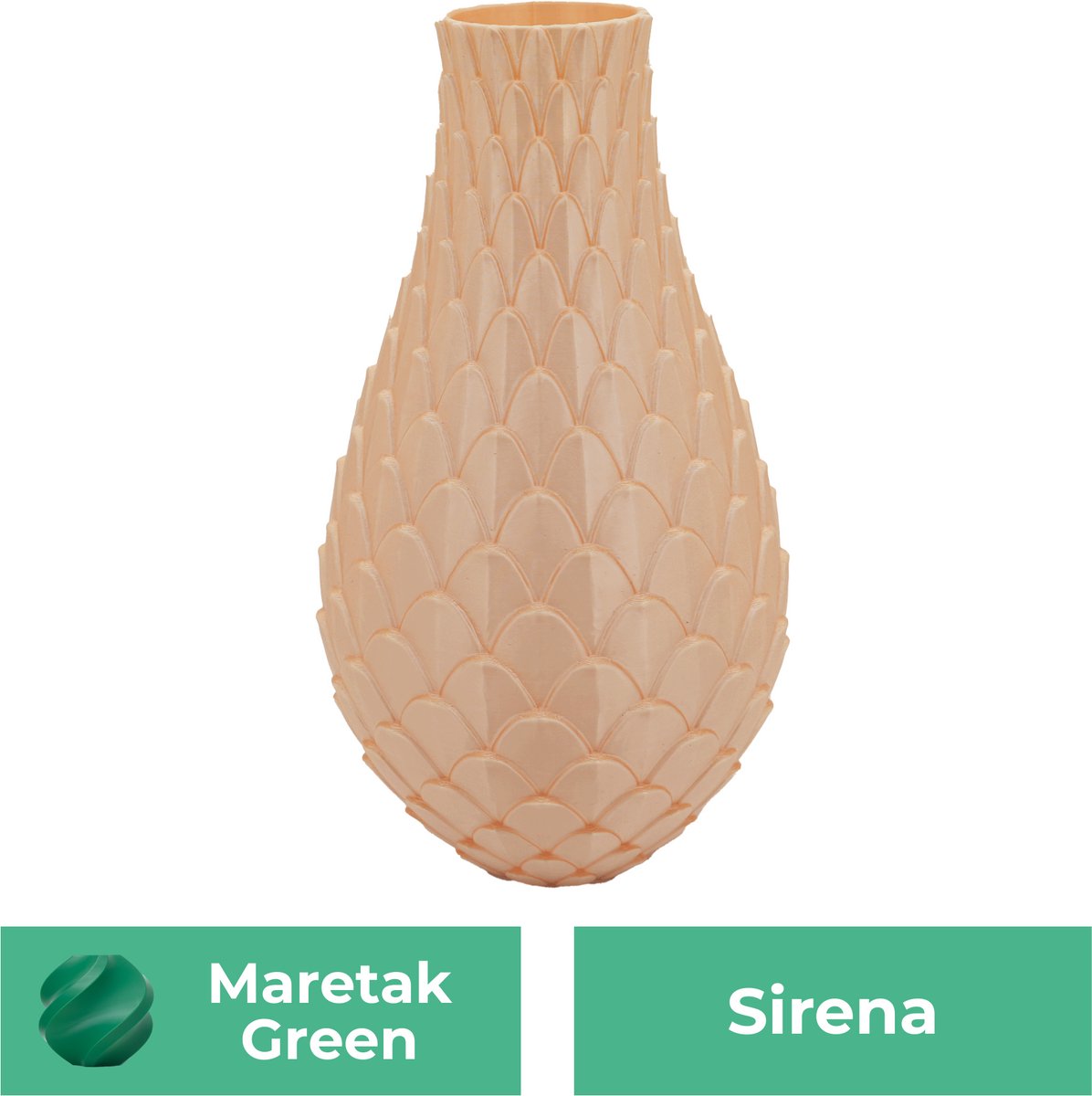 Lovora Sirena design vaas – Decoratieve vaas - Maretak Groen - 3d geprinte vaas – geschikt voor droogbloemen - 30CM