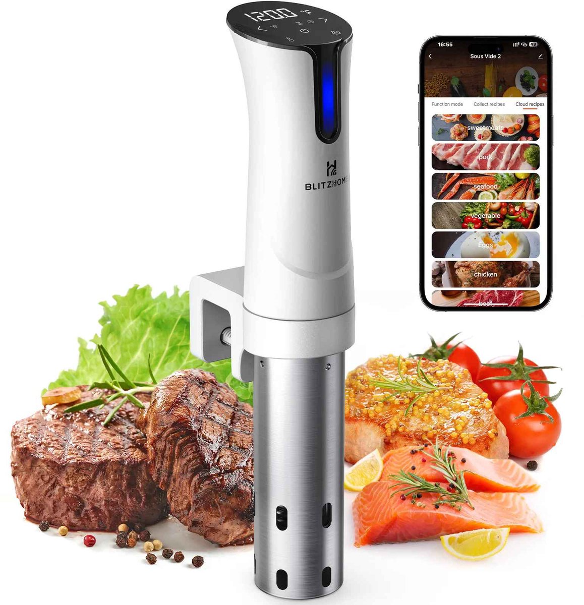 De Warenloods - Sous vide Slowcooker - Sous-vide Kokers - Stick - Met Timer - Tot 15 Liter - Wit