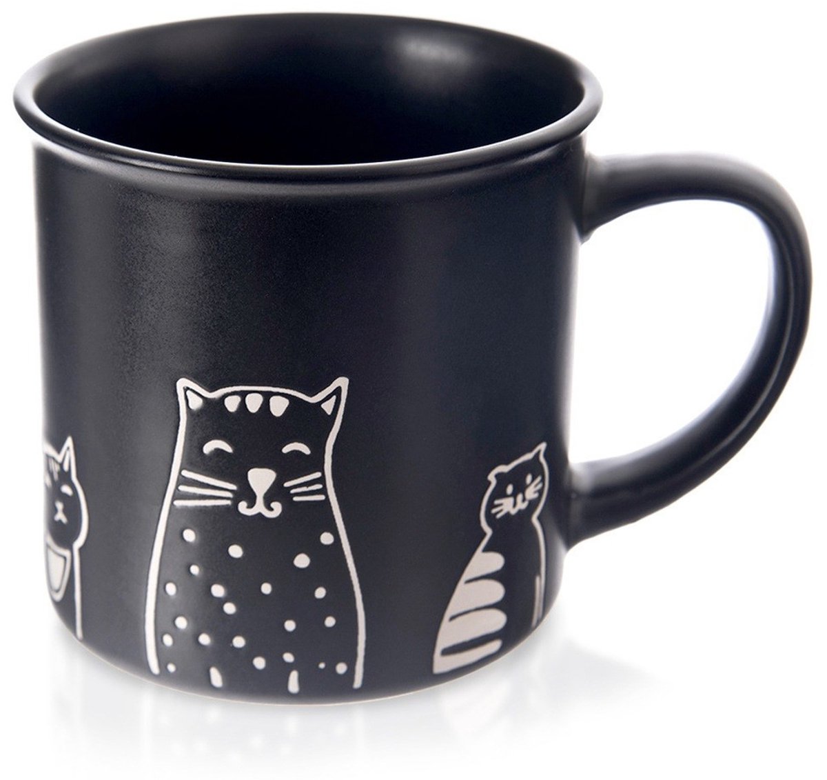 Orion Serie - Zwarte Keramische Mok - 500 ml - Katten Decor