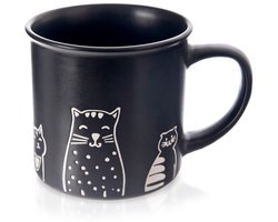 Orion Serie - Zwarte Keramische Mok - 500 ml - Katten Decor