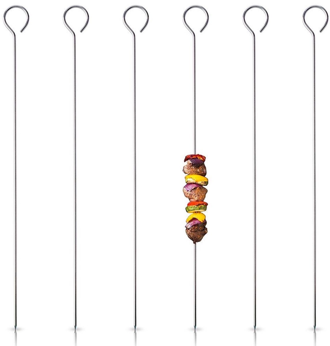 Orion - Stalen Vleesspiezen Set - 29 cm - 6 stuks - Roestvrij Staal - Handige Pootje
