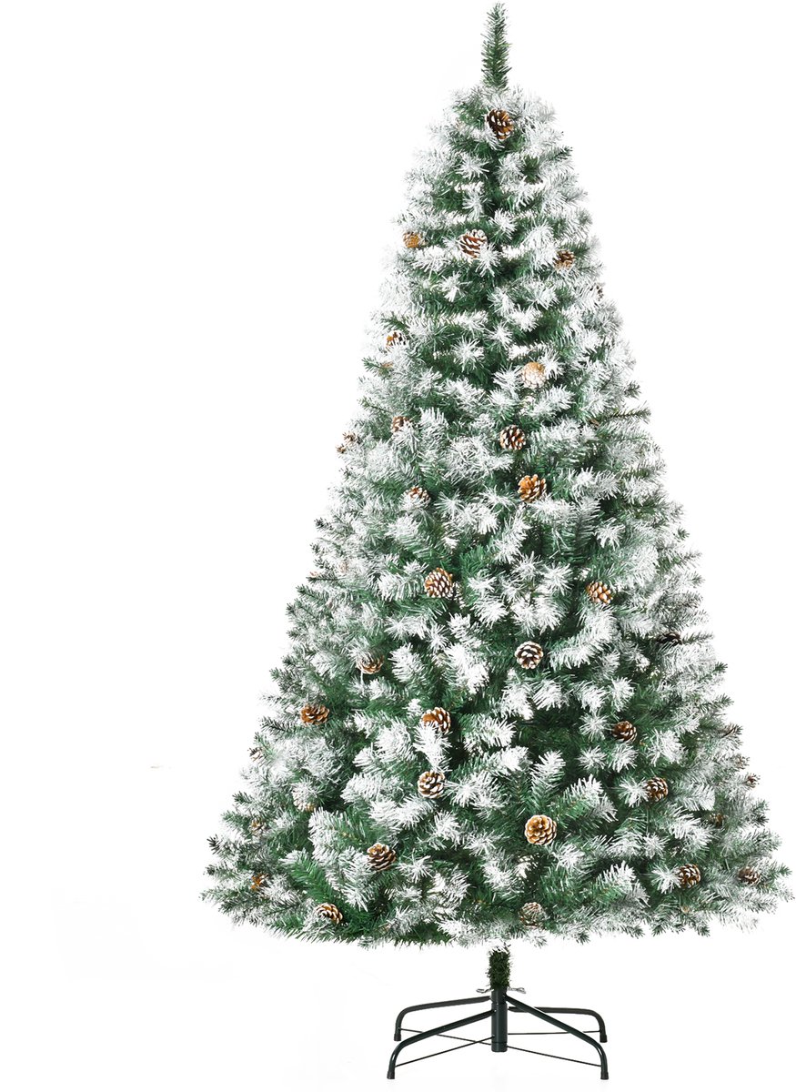 HOMCOM Christmas Tree Kunststoff, Stahl 103L x 103B x 180H cm Grün+Weiß