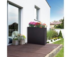 Grote Rechthoekige Plantenbak Buiten van Verzinkt Staal 82x90x30 cm Zwart Weerbestendig
