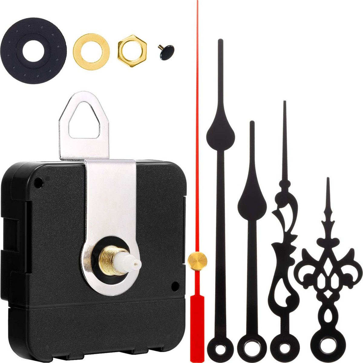Kwarts uurwerk 23 mm - vervangingsset voor DIY wandklok en horloge reparatie - 2 paar uurwerken met wijzers en bevestigingsmaterialen