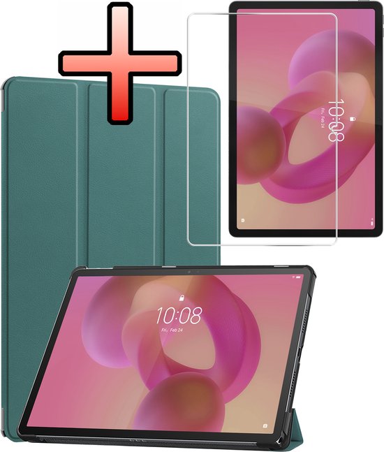 Étui Convient pour Lenovo Idea Tab Étui Case Hard Cover Housse Book Case Met Protecteur d'écran - Vert foncé