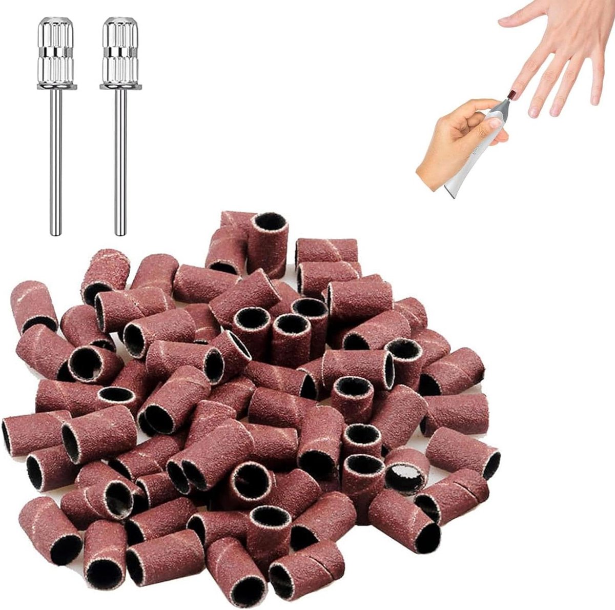Ronte - Nagelschuurbanden en Nagelboren Set voor Manicure en Pedicure - 100 stuks - Verwijder Acryl- en Gelnagels - 3/32 inch Schacht - Nagelverzorgingstools.