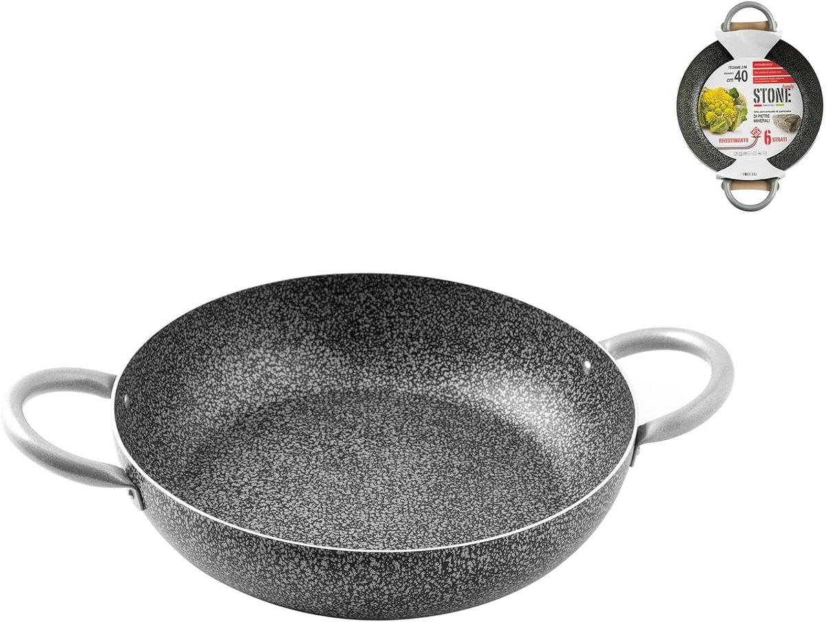 Home Family Stone Koekenpan 40 cm Anti-aanbak met 2 Handgrepen