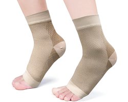 Enkelbrace met Compressie - Steun voor Hielspoor en Plantair Fasciitis - Geschikt voor Fitness en Voetbal - Kaki - 3XL (EU 46+)