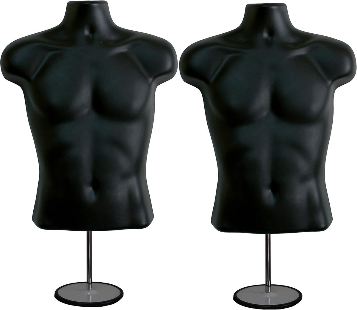 Zwarte Mannequin Torso met Verstelbare Stand voor Kledingdisplay - 2 Stuks