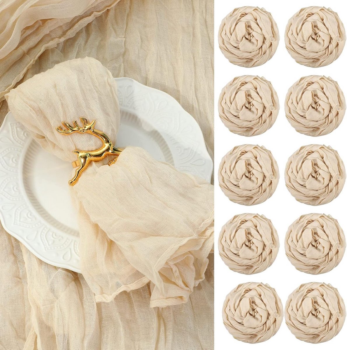 100 Stuks Beige Gaas Kaasdoek Servetten voor Bruiloft en Diner - 45x45 cm