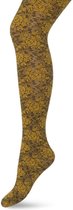 Bonnie Doon Panty met Kant 60 Denier Geel Dames maat 42/44 XL - Kanten Bloem Motief - Tekent Niet - Bloemen Print - Chique Bloemenprint - Gladde Naden - Maximaal Draagcomfort - Oker Geel - Goud - Old Gold - BN251966.302
