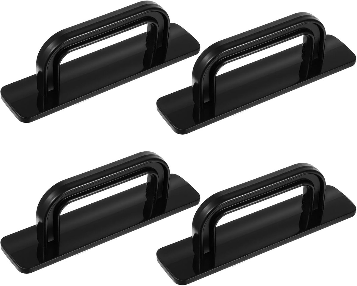 4 Pcs Zelfklevende Kastgrepen - Geen Boren - 10.5cm Zwarte Ladesleuven voor Kasten - Glas