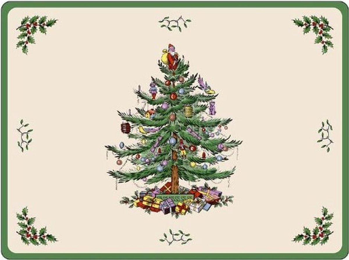 Kerstboom Placemats Set van 6 - Hittebestendig en Vlekbestendig