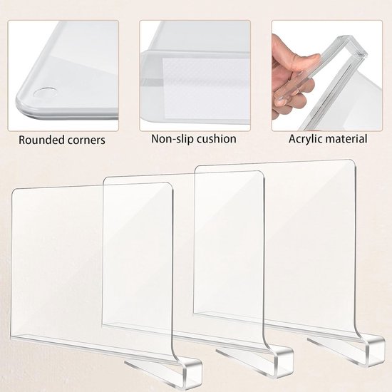 6 stuks transparante acryl plankverdelers 6 stuks transparante acryl plankverdelers