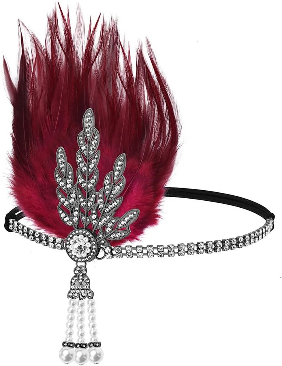 Hoofdband Jaren '20 Stijl met Veren en Kristallen - Flapper Accessoire
