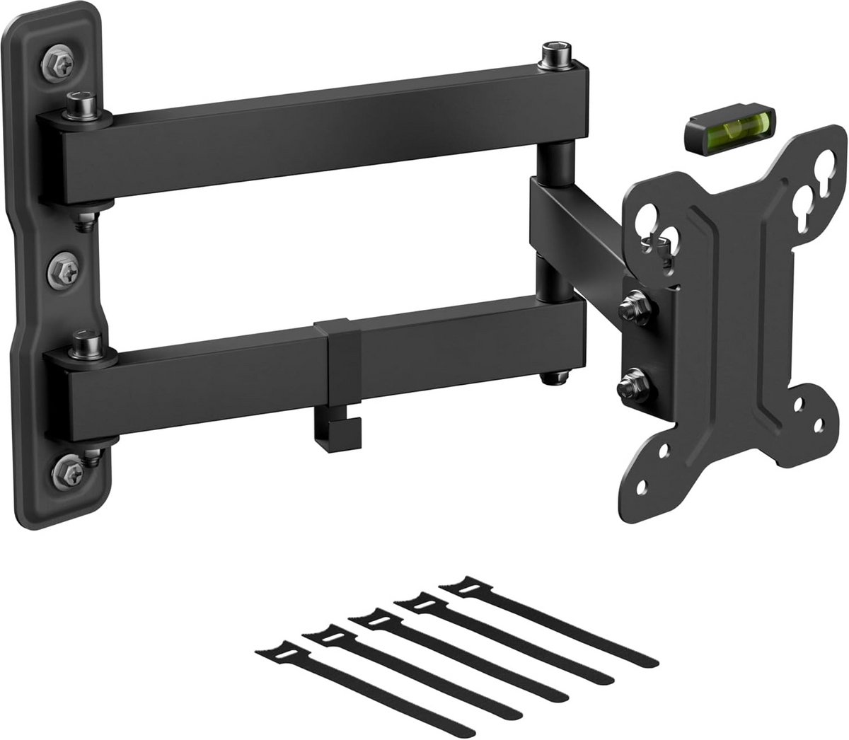 D-Line TV muurbeugel voor 13-27 inch tv's, kantelen, draaien en verlengen tv-muurbeugel met waterniveau, Full Motion Monitor Mount - VESA 75 x 75 mm - 100 x 100 mm, geschikt voor maximaal 25 kg