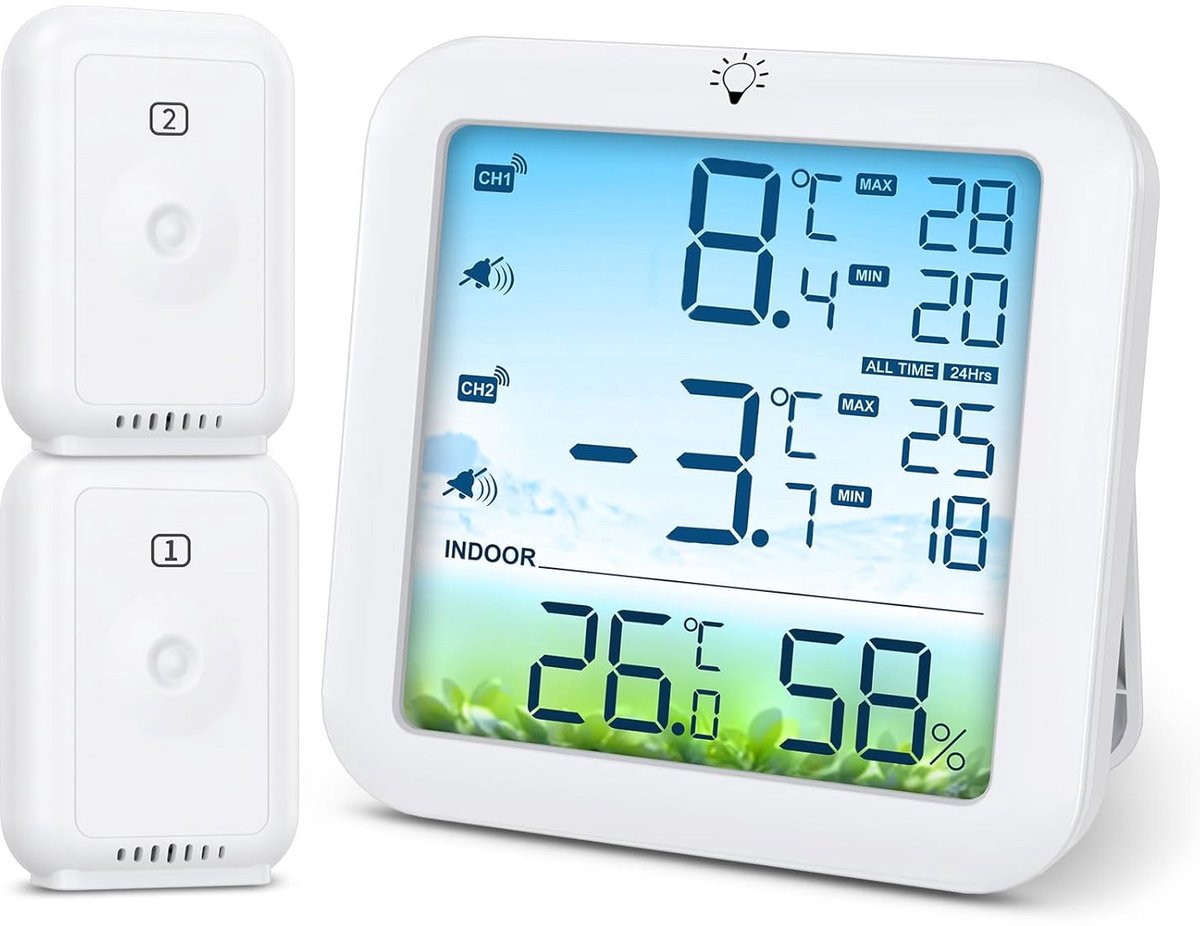 Digitale Koelkastthermometer met 2 Sensoren voor Koelkast en Vriezer