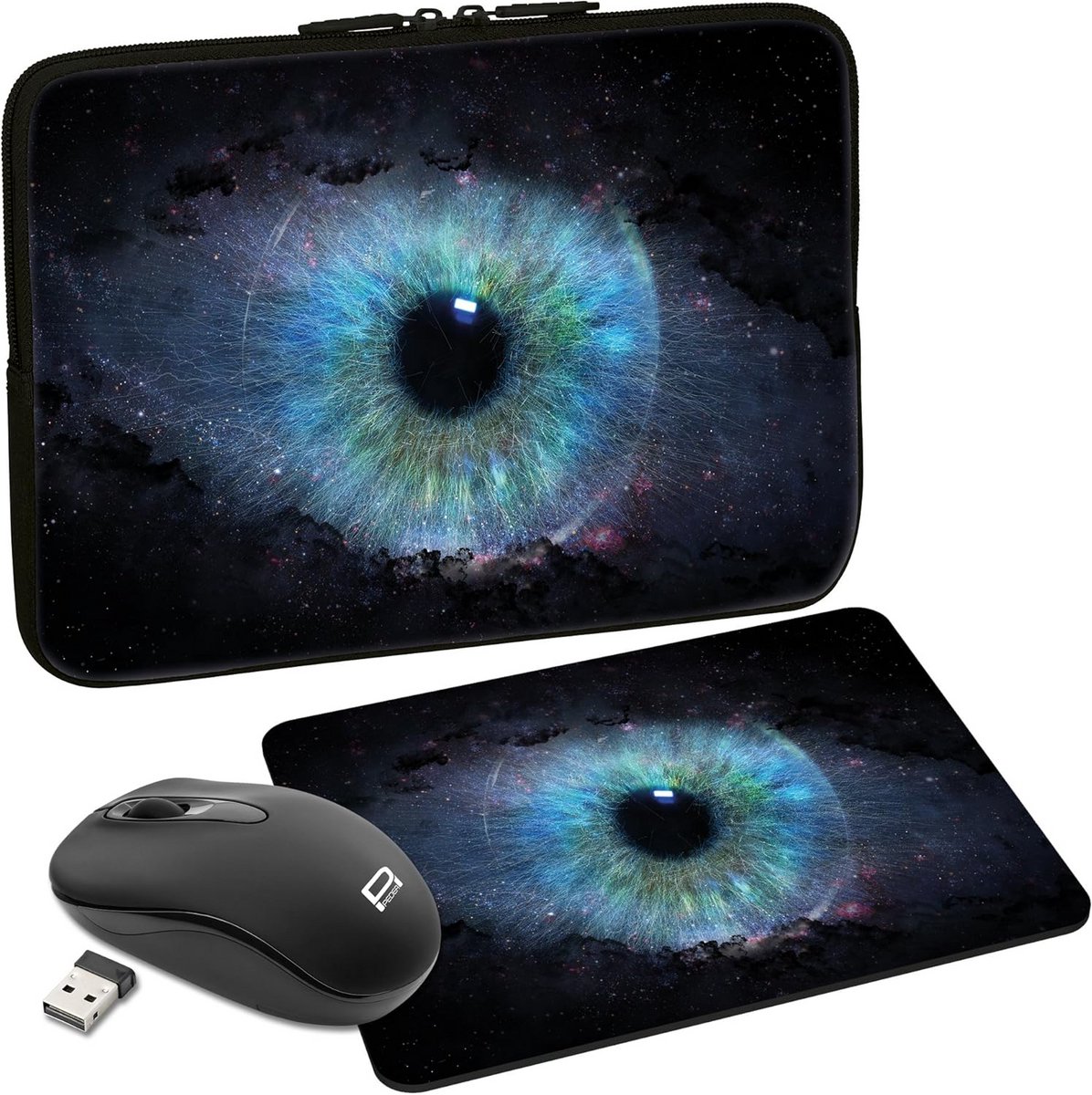 Neopreen Laptop Tas 15.6 Inch met Draadloze Muis en Muismat - Optische Sensor