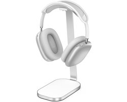 Stevige hoofdtelefoonstandaard - bureauaccessoire - geschikt voor over-ear hoofdtelefoons en gaming headsets - gemaakt van aluminiumlegering, ABS en siliconen - zilverwit