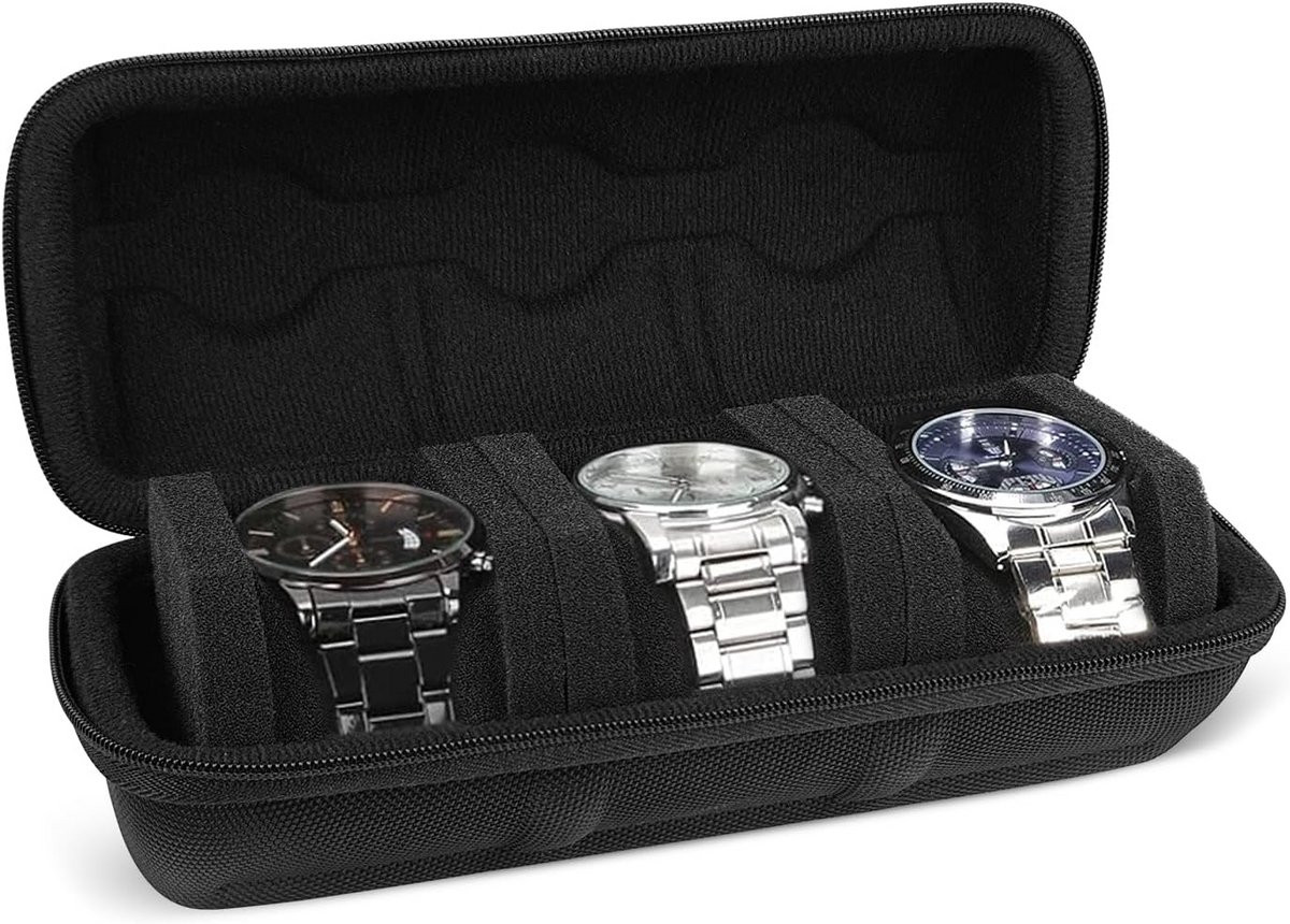 Horlogebandje met 3 sleuven en EVA-horlogehouder - Horlogeopbergdoos voor mannen en vrouwen