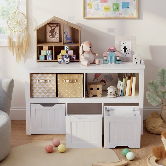 COSTWAY Speelgoedkast voor kinderen, commode met 3