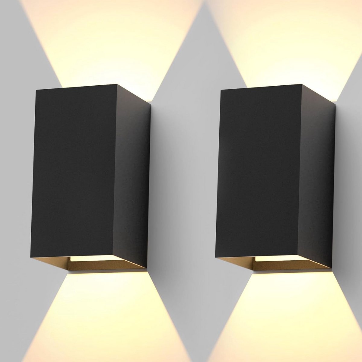 Set van 2 Zwarte LED Wandlampen Buiten en Binnen | IP65 Up & Down Verlichting