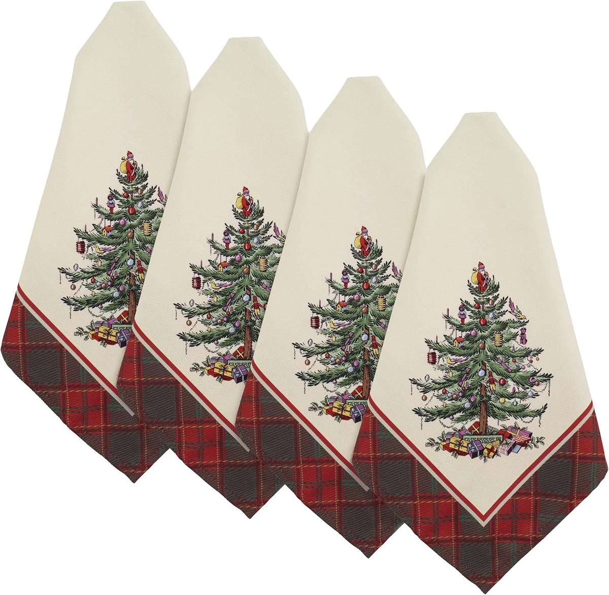 Set van 4 Kerst Servetten Tartan Print Huisdecoratie