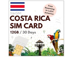 Costa Rica SIM-kaart met 6GB Mobiele Data | 4G/5G Snelheden | Gratis Roaming in Midden-Amerika | 30 Dagen Geldigheid