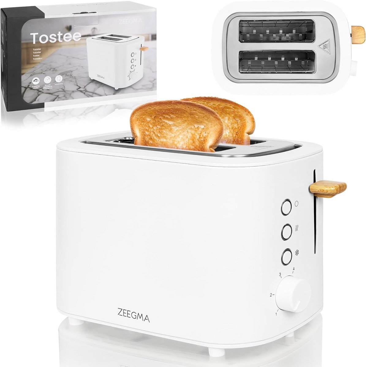 Compacte RVS Broodrooster met 2 Sleuven, On-the-go Functies en Verstelbare Bruining