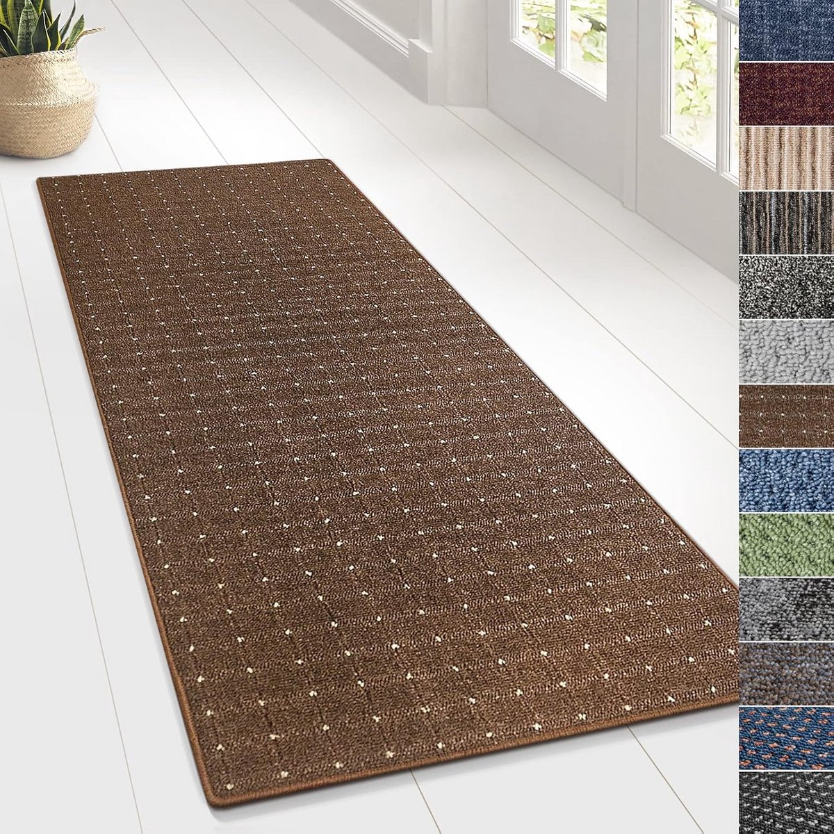 Tapijt Loper voor Keuken, Hal en Woonkamer - Per Meter Verkrijgbaar - Bruin (80x150 cm)