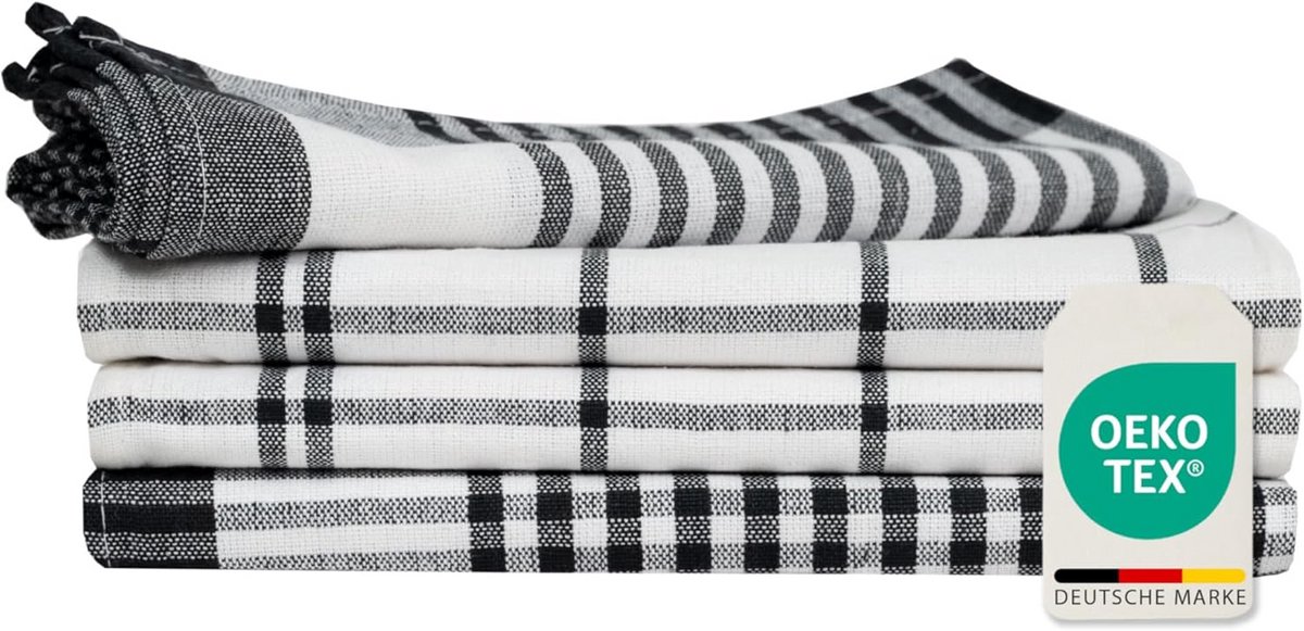 Set van 4 Keukendoeken in Katoen - 50x70 cm - Super Absorberend en Sneldrogend
