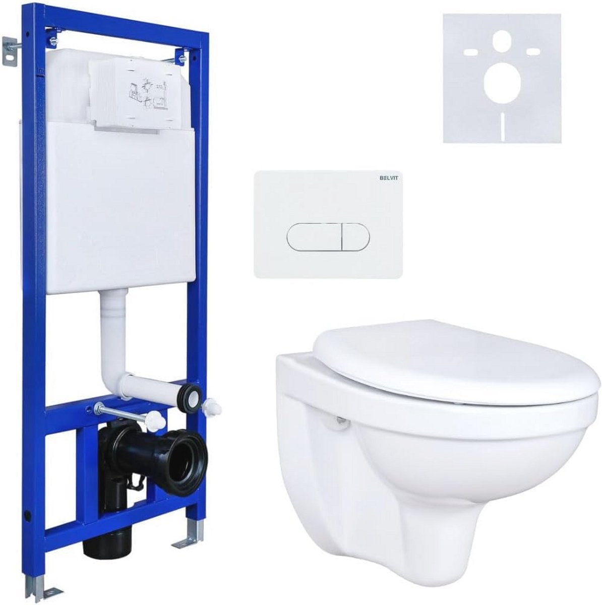 Hangwandtoiletset met geluidsisolatie en complete installatie
