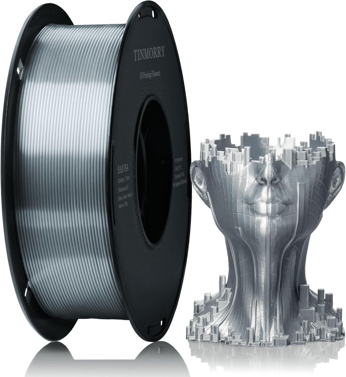 Zilver Zijdeglans PLA Filament 1.75mm 1kg voor 3D Printer