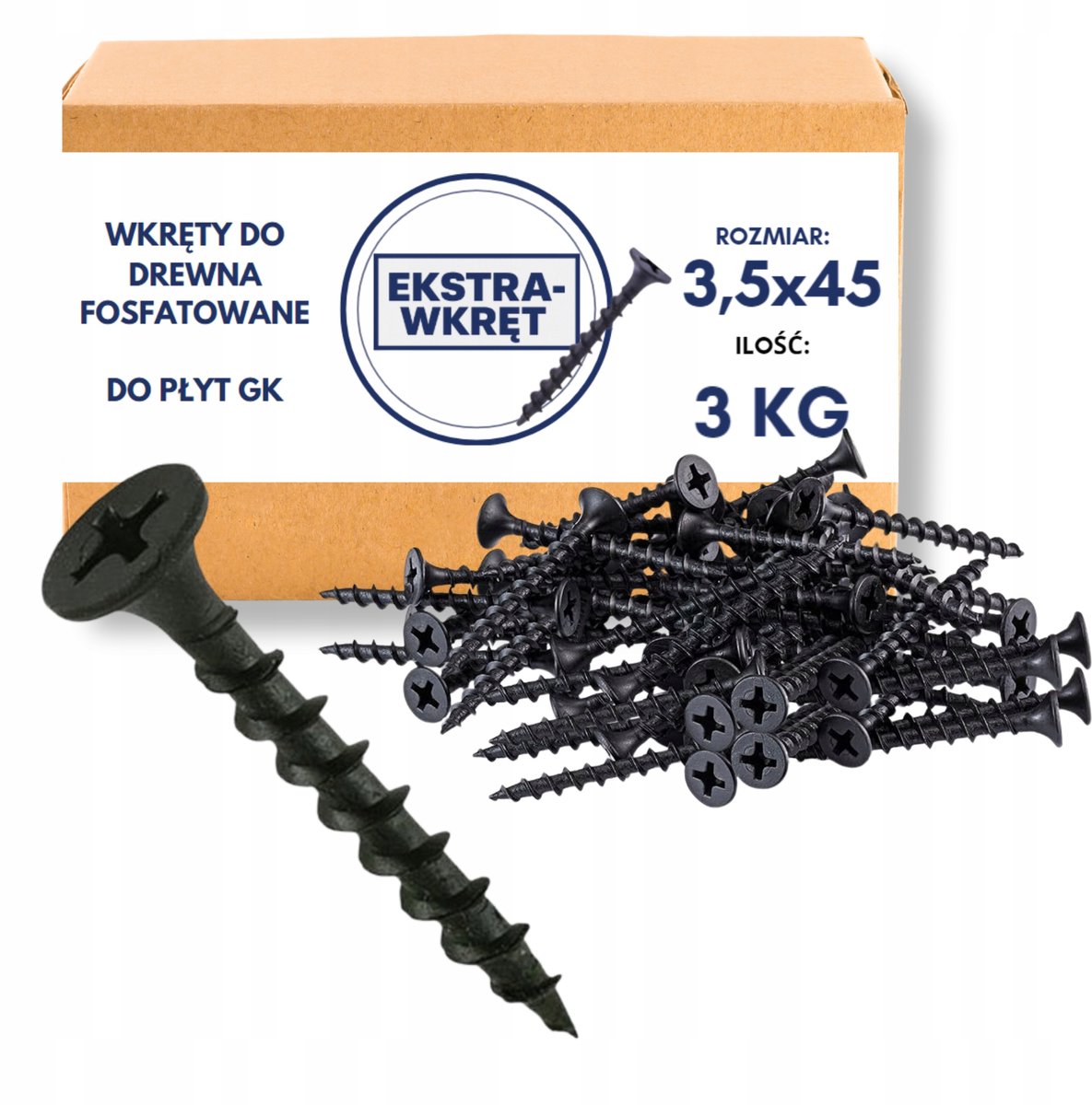 Zwarte Fosfaat Schroeven 3,5x45mm voor Gipsplaat & Hout - 3kg