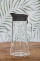 Carafe en Verres LAV 1400 ml – Pichet à eau avec couvercle – Hauteur : 25 cm – Design Elegant – Gris foncé