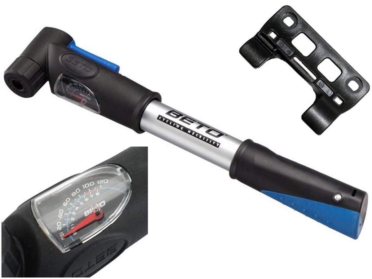 Beto Fietspomp AV/FV met Manometer 7 BAR Aluminium