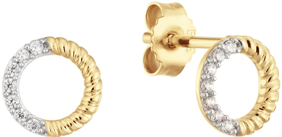 Glow 206.0795.00 Dames Oorbellen - Oorknopjes - Sieraad - 14 Karaat Goud - 7 mm breed - 7 mm lang