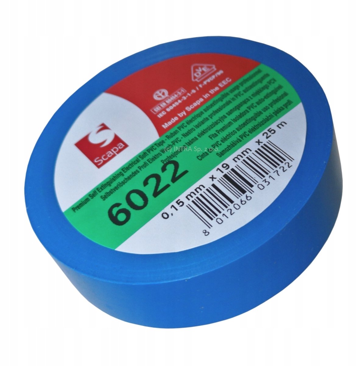 Scapa 6022 PVC Tape Blauw 19mm x 25m - Zelfdovend, VDE/UL